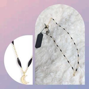 ARGENTO VIVO Enamel Marquis 18Kt Gold Sterling Silver Crescent Moon Necklace